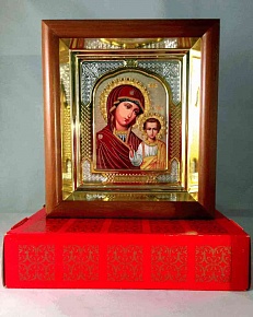 Икона ПБ Казанская в деревянном окладе (17х19см)